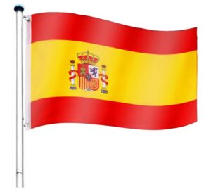 Vlajkový stožiar vrátane vlajky Španielsko – 650 cm