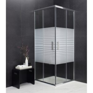Sprchovací kút MEXEN RIO transparentný / prúžky 80×80 cm