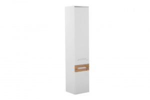 Kúpeľňová závesná skrinka vysoká Galaxy 800 2D/1S alpská biela/dub votan