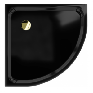 Sprchová vanička MEXEN FLAT so zlatým sifónom 80 x 80 cm čierna