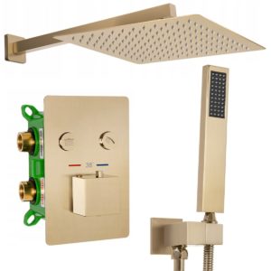 Podomietkový sprchový set s termostatom a inštalačným boxom Fenix Davis zlatý