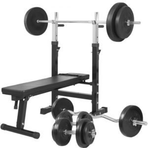 Gorilla Sports Posilňovacia lavica + nakladací set 100 kg