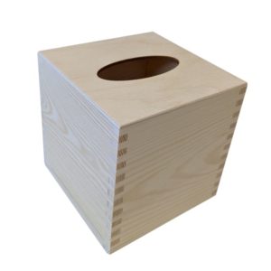 Drevená krabička na vreckovky, štvorcová, 13 x 13 x 13 cm