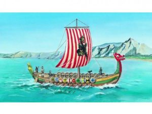 Viking DRAKKAR Vikingská loď 1:60 20,8×30,3cm v krabici 34x19x5,5cm