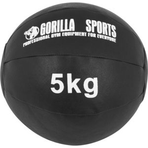 Gorilla Sports Kožený medicinbal, 5 kg, čierny