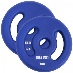 Gorilla Sports Súprava záťažových kotúčov 2 x 4 kg, tm. modrá