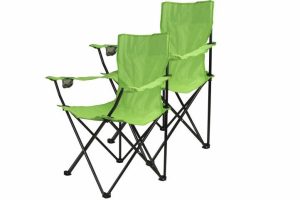 Divero 9527 Kempingová sada – 2x skladacia stolička s držiakom – sv. zelená