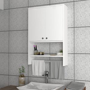 Závěsná koupelnová skříňka s věšákem na ručníky Vira bílá