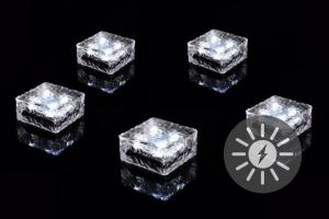 Nexos 55817 Sada 5 ks solárneho osvetlenia – sklenená kocka – biela