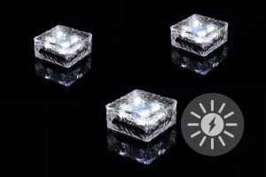 Nexos 55827 Sada 3 ks solárneho osvetlenia – sklenená kocka – biela
