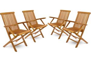 Divero 30736 Skladacia stolička z teakového dreva – 4 ks