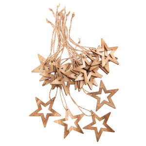 Sada vianočných drevených ozdôb Hviezda natur