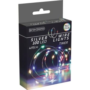 Svetelný drôt s časovačom Silver lights 100 LED