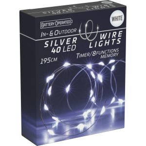 Svetelný drôt s časovačom Silver lights 40 LED