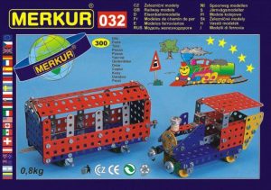 MERKUR 032 Stavebnica železničné modely 10 modelov 300ks v krabici 36x27x3cm