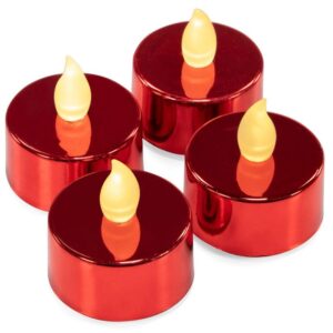 Nexos 75652 Sada 4 LED čajových sviečok na batérie, červené