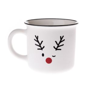 Vianočný porcelánový hrnček Cute reindeer biela