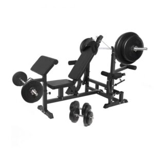 Gorilla Sports Posilňovacia lavica, čierna + činkový set 100 kg