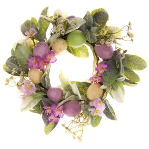 Veľkonočný veniec s kvetmi a vajíčkami sv. fialová​