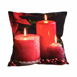 Forbyt Vianočná obliečka na vankúšik Červené sviečky, 40 x 40 cm