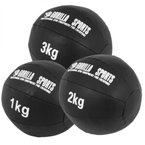 Gorilla Sports Sada kožených medicinbalov, 6 kg, čierna