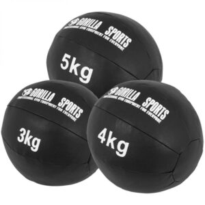 Gorilla Sports Sada kožených medicinbalov, 12 kg, čierna