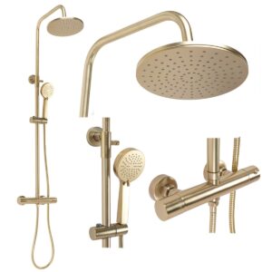 Sprchový set s termostatem Rea Parot zlatý – ruční a dešťová sprcha