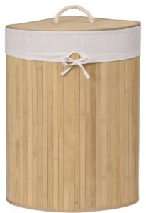 Rohový bambusový kôš na bielizeň s vekom 60L hnedý