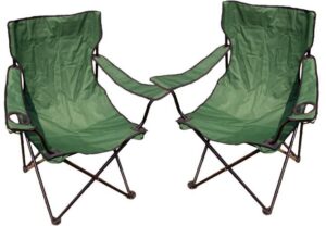 Divero 27858 Kempingová sada – 2x skladacia stolička s držiakom – zelená