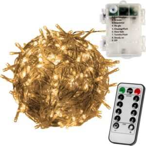 VOLTRONIC® 59576 Vianočné LED osvetlenie 10 m – teple biela 100 LED + ovládač BATÉRIE