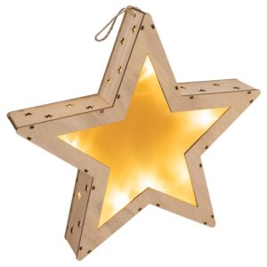 Nexos 65859 Vianočná drevená hviezda s 3D efektom – 10 LED