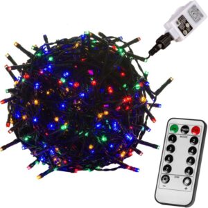VOLTRONIC® 59742 Vianočné LED osvetlenie 10 m – farebná 100 LED + ovládač – zelený kábel