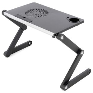 Divero 71765 Notebookový stolík s USB ventilátorom – striebornočierny