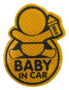 Samolepka reflexná Baby in car – žltá