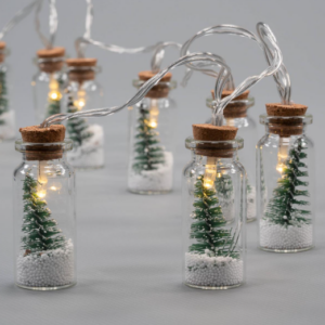 Nexos 65855 Vianočná dekoratívna reťaz – 8 LED, mini poháre so stromčekmi