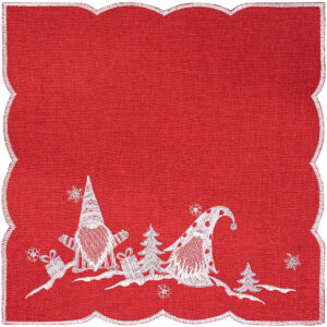 Forbyt Vianočný obrus Škriatkovia červená, 35 x 35 cm