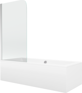 Vana Mexen Cube 170×80 cm s panelem bílá + jednokřídlá zástěna pohyblivá 70 x 140 cm čirá/chrom