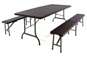 Garthen 43775 Záhradný set v ratanovej optike - stôl + 2 lavice - 180 cm
