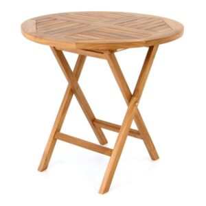 Divero 2211 guľatý záhradný stolík z tíkového dreva