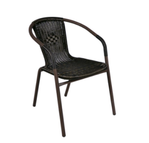 Garthen Bistro 6159 Záhradná ratanová stolička – čierna s hnedou štruktúrou